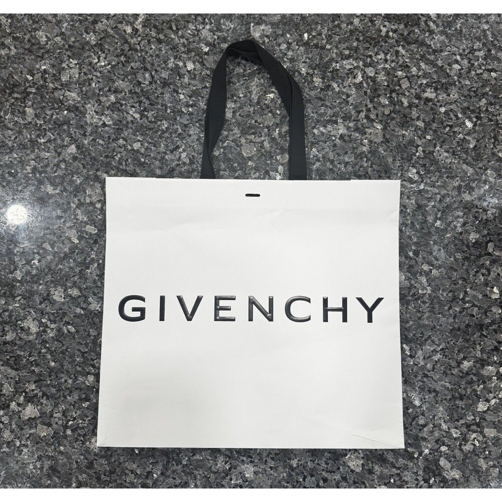 NEW AUTHENTIC GIVENCHY WHITE BLACK SHOPPING GIFT BAG TOTE EMPTY "16 x 12.5 x 5"